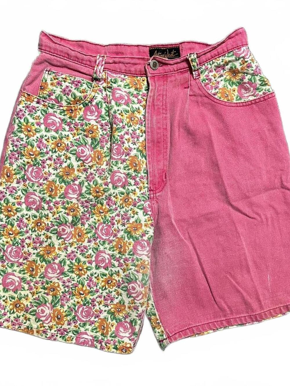 80s Retro Floral Block Design Shorts Size 14 1/2